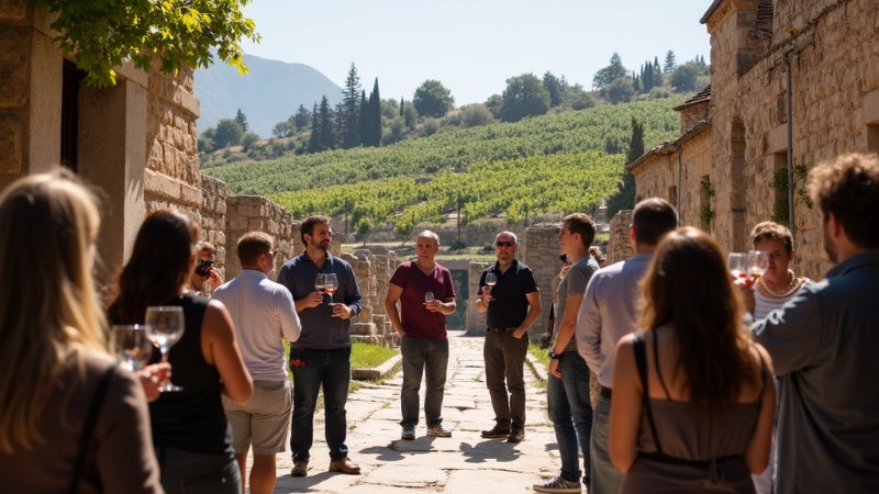 New Frontiers in Wine Tourism: Plovdiv's Path to Sustainability and Culture, Concept art for illustrative purpose, tags: ein - Monok